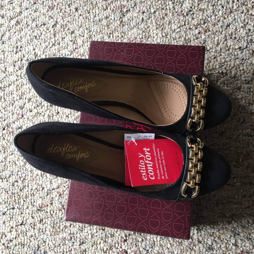 NEW Black Wedges with Gold Detail